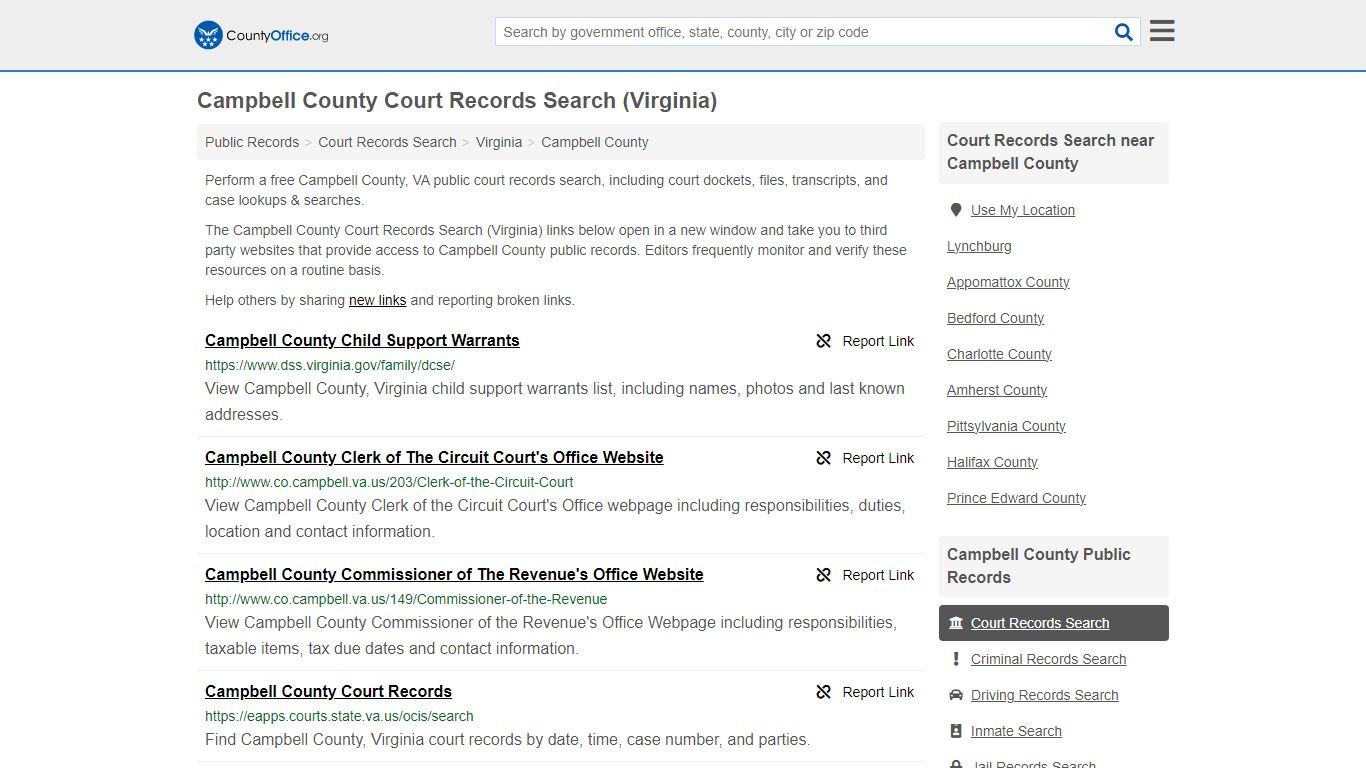 Campbell County Court Records Search (Virginia) - County Office